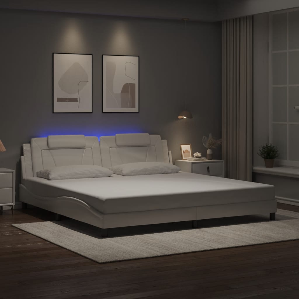 Bettgestell "Viana" mit LED ohne Matratze Weiß 200x200 cm