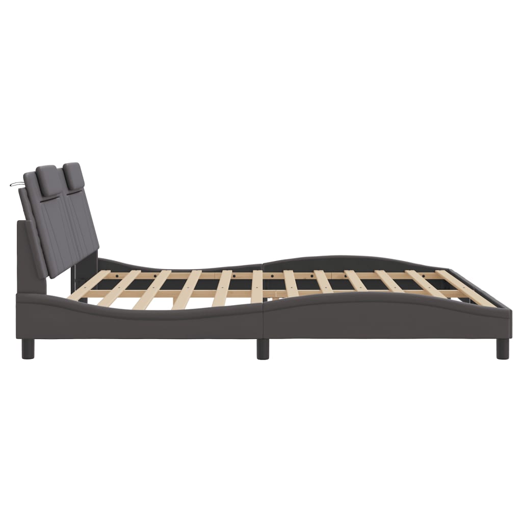 Bettgestell "Viana" mit LED ohne Matratze Grau 200x200 cm