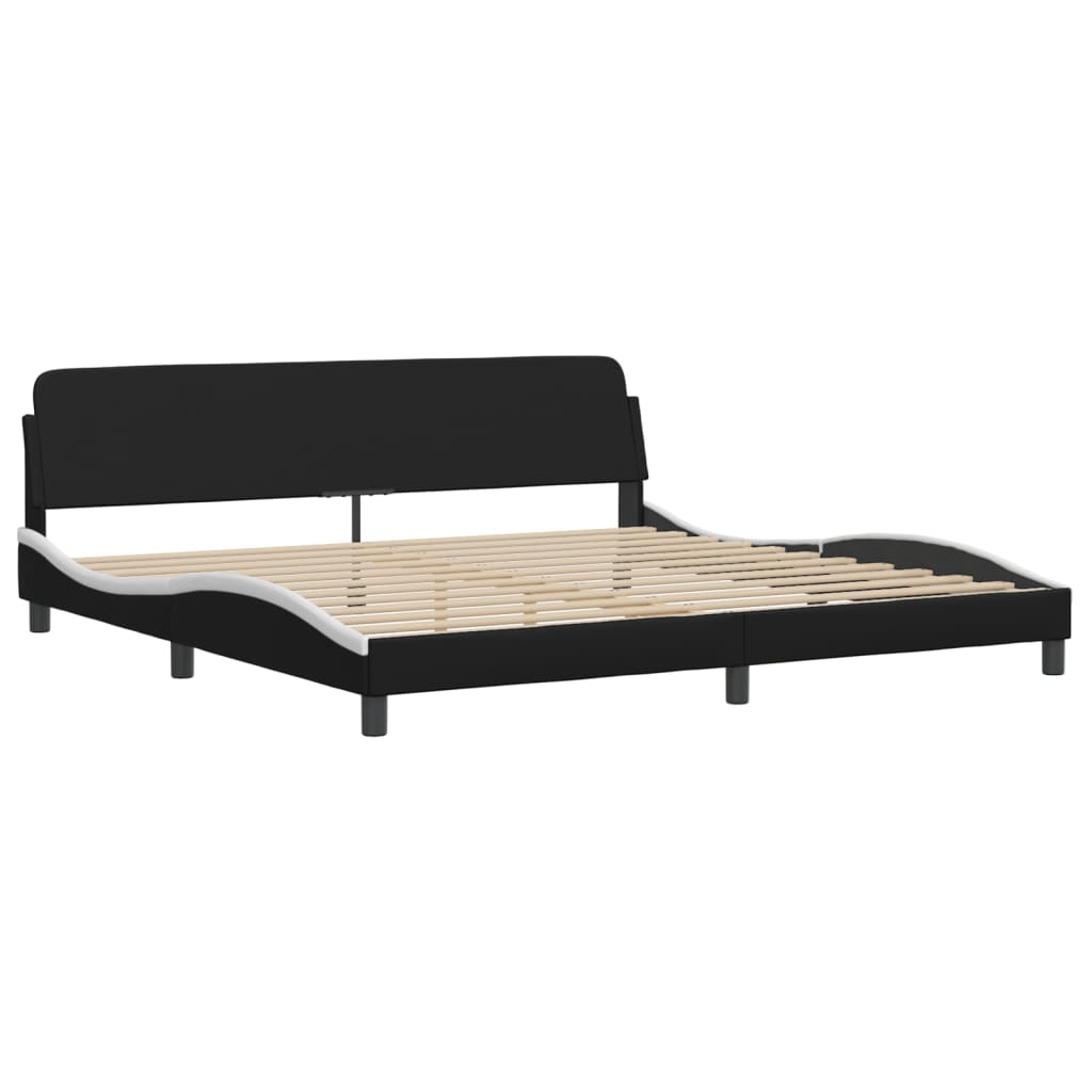 Bettgestell "Viana" mit LED ohne Matratze Schwarz und Weiß 200x200 cm