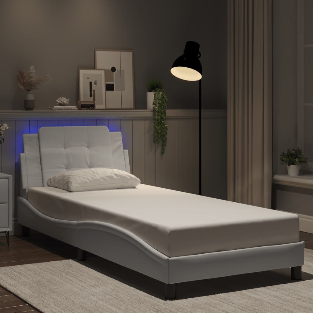 Bettgestell mit LED ohne Matratze "Zadar" Weiß 90x190 cm