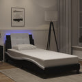 Bettgestell mit LED ohne Matratze "Zadar" Schwarz und Weiß 90x190 cm