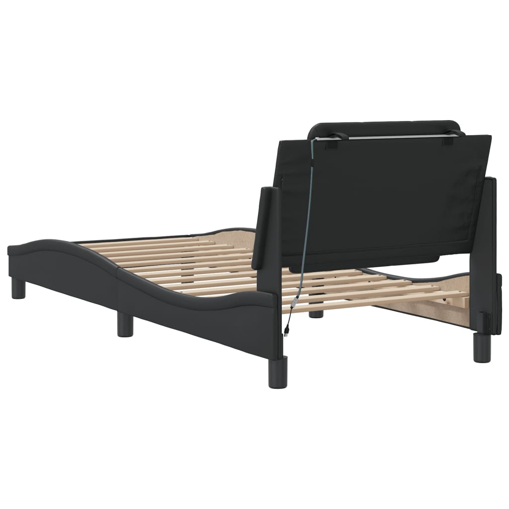 Bettgestell mit LED ohne Matratze "Zadar" Schwarz 90x200 cm