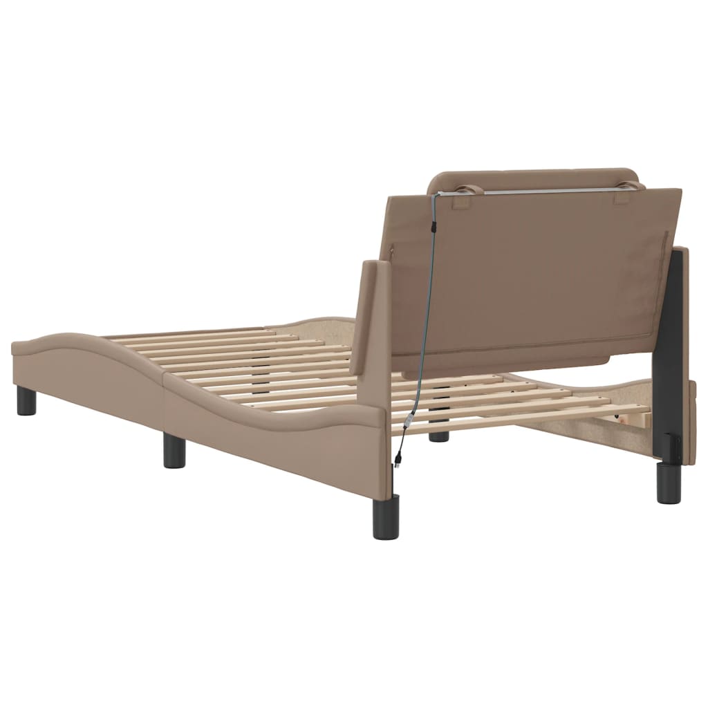 Bettgestell mit LED ohne Matratze "Zadar" Cappuccino-Braun 90x200 cm