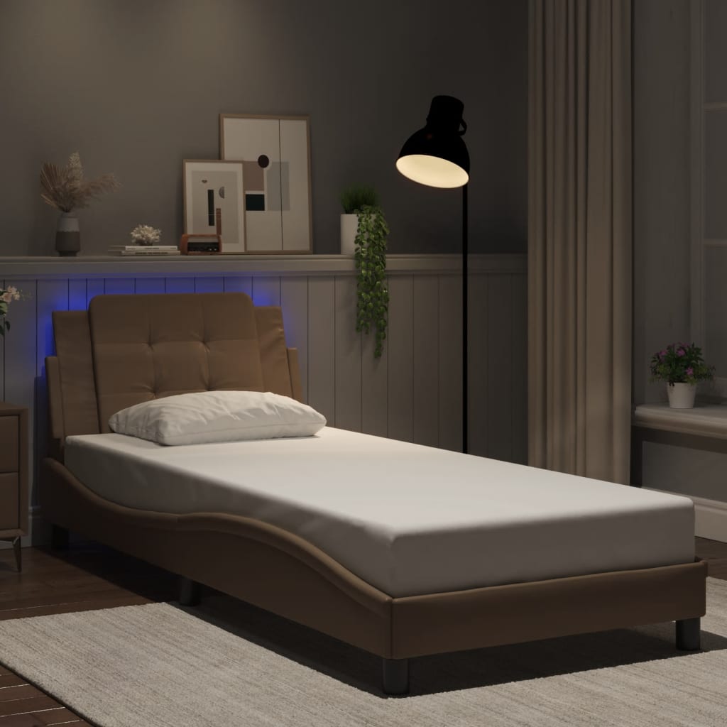 Bettgestell mit LED ohne Matratze "Zadar" Cappuccino-Braun 90x200 cm