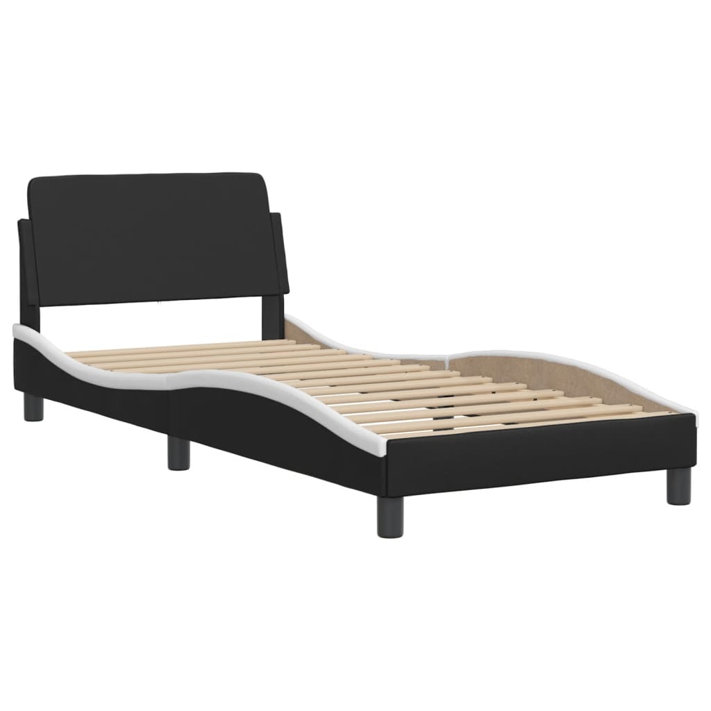 Bettgestell mit LED ohne Matratze "Zadar" Schwarz und Weiß 90x200 cm
