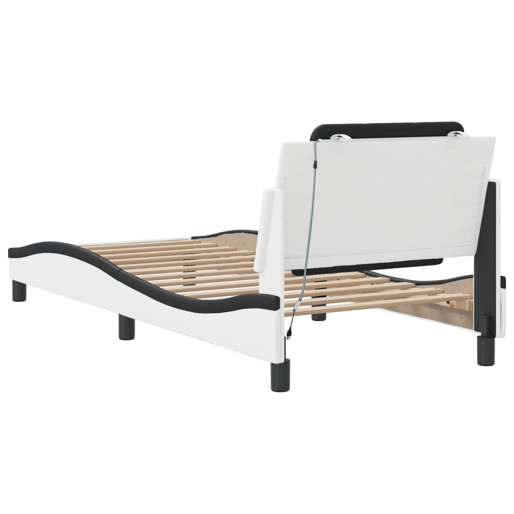 Bettgestell mit LED ohne Matratze "Zadar" Weiß und Schwarz 90x200 cm