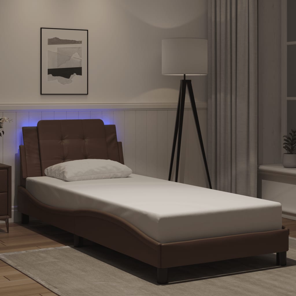 Bettgestell mit LED ohne Matratze "Zadar" Braun 100x200 cm