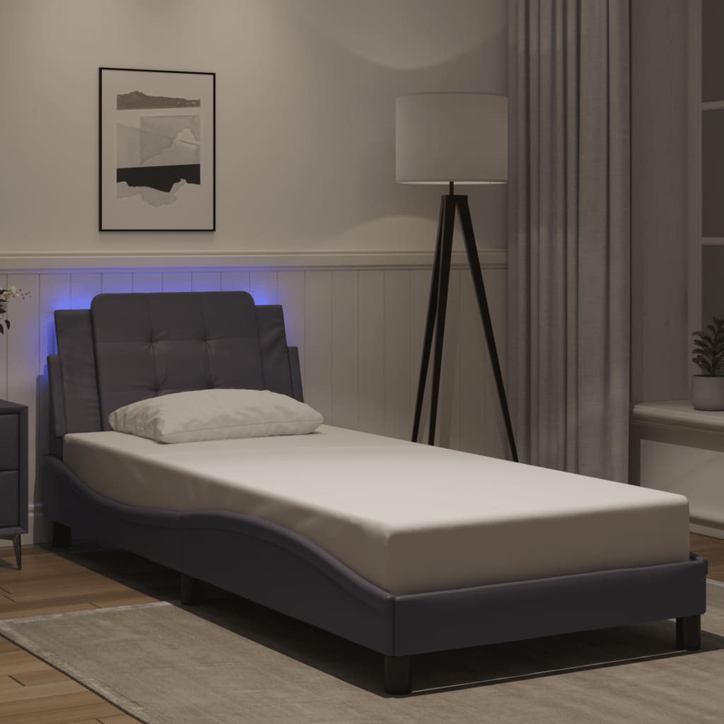 Bettgestell mit LED ohne Matratze "Zadar" Grau 100x200 cm