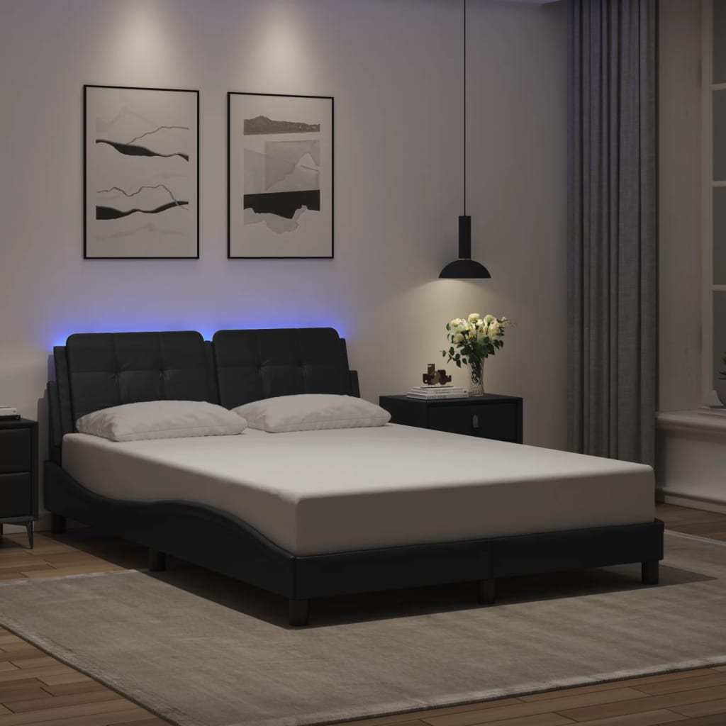Bettgestell mit LED ohne Matratze "Zadar" Schwarz 120x200 cm