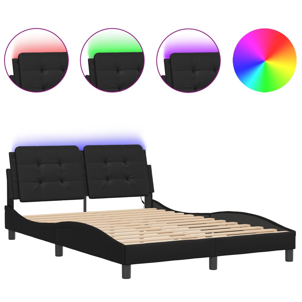 Bettgestell mit LED ohne Matratze "Zadar" Schwarz 140x190 cm