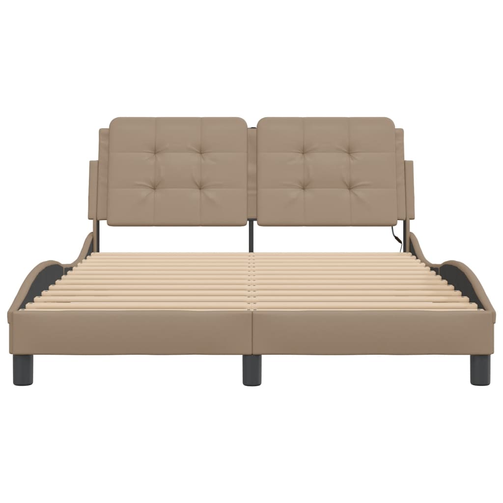 Bettgestell mit LED ohne Matratze "Zadar" Cappuccino-Braun 140x190 cm