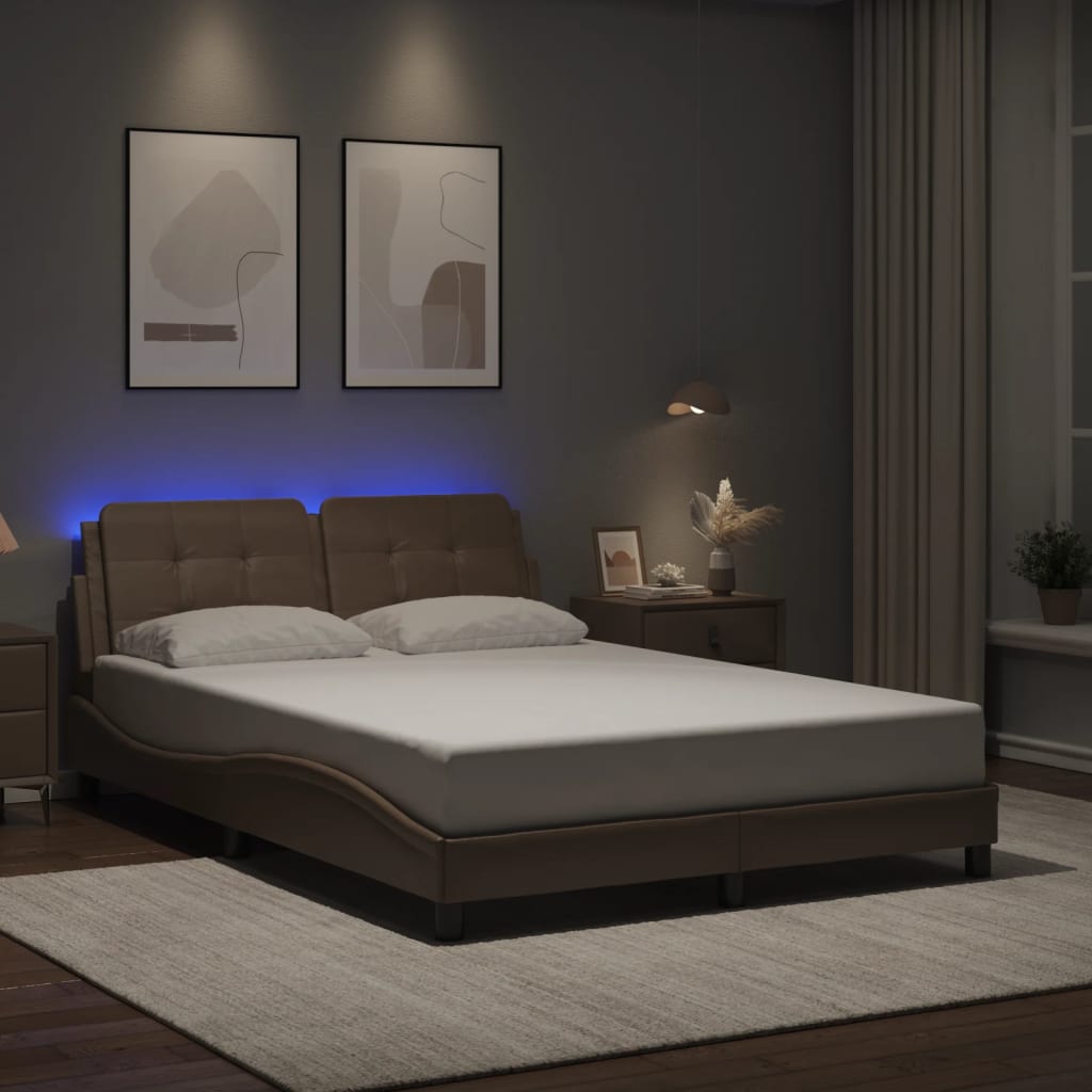 Bettgestell mit LED ohne Matratze "Zadar" Cappuccino-Braun 140x190 cm