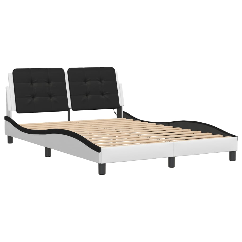 Bettgestell mit LED ohne Matratze "Zadar" Weiß und Schwarz 140x190 cm