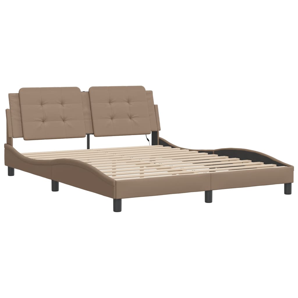 Bettgestell mit LED ohne Matratze "Zadar" Cappuccino-Braun 160x200 cm