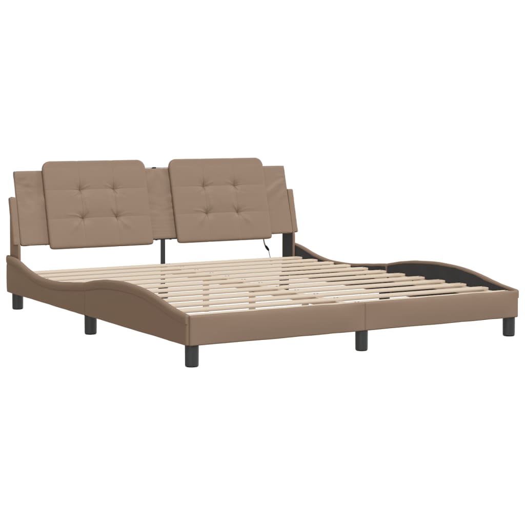 Bettgestell mit LED ohne Matratze "Zadar" Cappuccino-Braun 180x200 cm