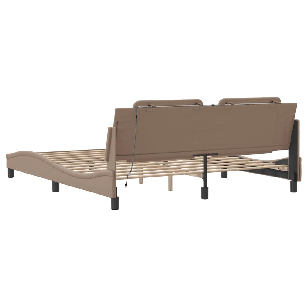 Bettgestell mit LED ohne Matratze "Zadar" Cappuccino-Braun 180x200 cm