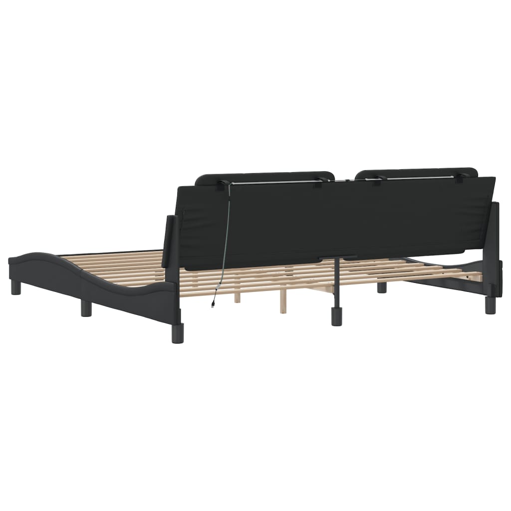 Bettgestell mit LED ohne Matratze "Zadar" Schwarz 200x200 cm