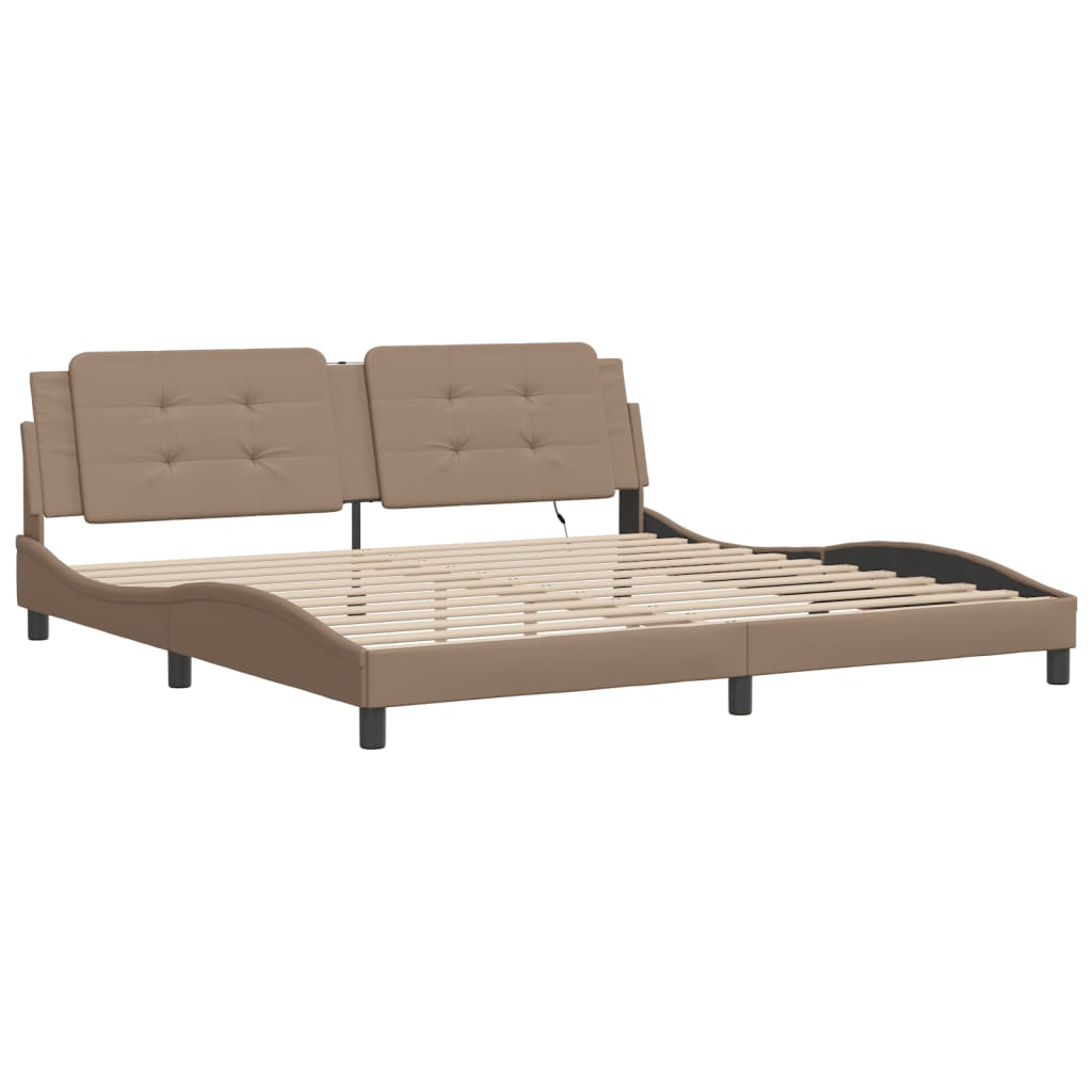 Bettgestell mit LED ohne Matratze "Zadar" Cappuccino-Braun 200x200 cm