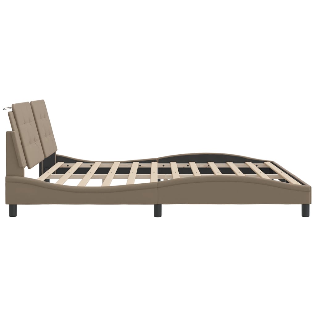 Bettgestell mit LED ohne Matratze "Zadar" Cappuccino-Braun 200x200 cm