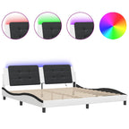 Bettgestell mit LED ohne Matratze "Zadar" Weiß und Schwarz 200x200 cm