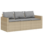 6-tlg. Garten-Sofagarnitur mit Kissen Beige Poly Rattan