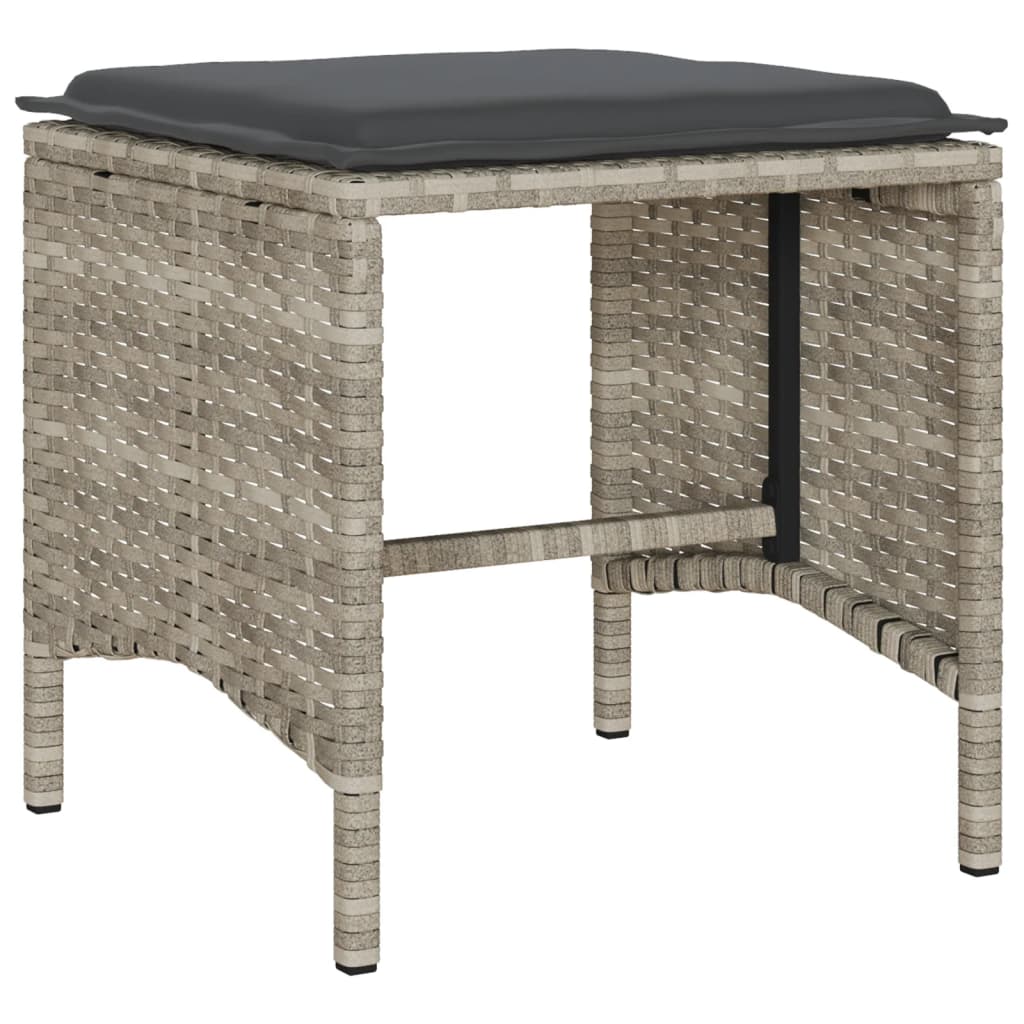 6-tlg. Garten-Sofagarnitur mit Kissen Hellgrau Poly Rattan