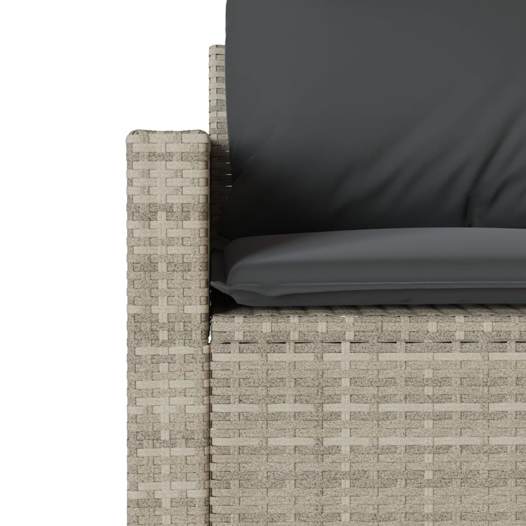 6-tlg. Garten-Sofagarnitur mit Kissen Hellgrau Poly Rattan