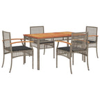 5-tlg. Garten-Essgruppe mit Kissen Grau Poly Rattan