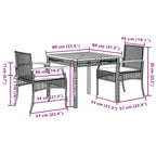 3-tlg. Garten-Essgruppe mit Kissen Beige Poly Rattan