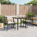 3-tlg. Garten-Essgruppe mit Kissen Schwarz Poly Rattan