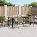7-tlg. Garten-Essgruppe mit Kissen Grau Poly Rattan