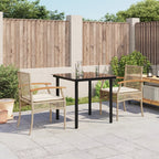 3-tlg. Garten-Essgruppe mit Kissen Beige Poly Rattan