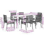 7-tlg. Garten-Essgruppe mit Kissen Beige Poly Rattan