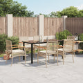 7-tlg. Garten-Essgruppe mit Kissen Beige Poly Rattan