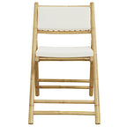 3-tlg. Bistro-Set Klappbar mit Cremeweißen Kissen Bambus