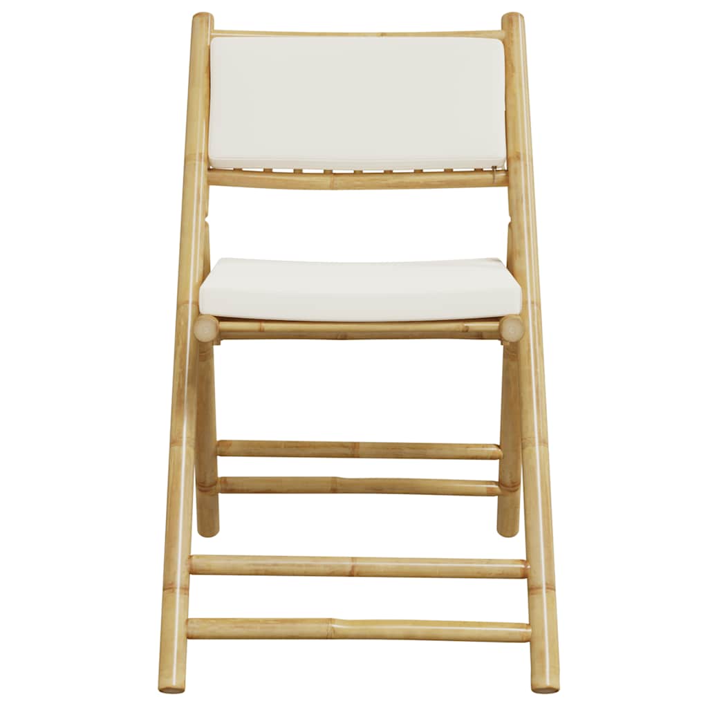 3-tlg. Bistro-Set Klappbar mit Kissen Bambus