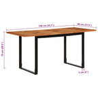 Esstisch 160x80x75 cm Massivholz Akazie