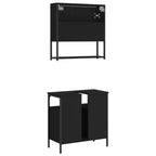 2-tlg. Badmöbel-Set Schwarz Holzwerkstoff
