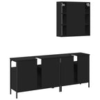 3-tlg. Badmöbel-Set Schwarz Holzwerkstoff