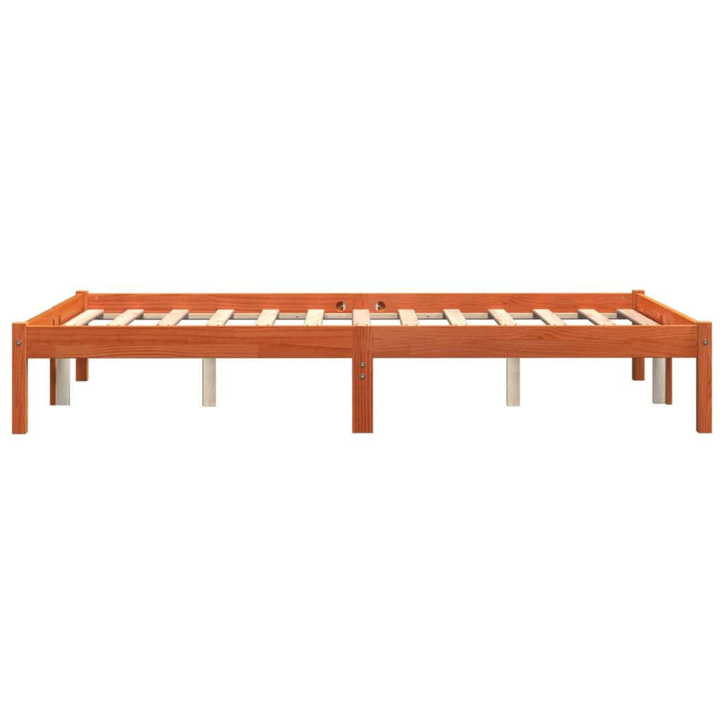 Massivholzbett ohne Matratze Wachsbraun 120x190 cm Kiefernholz