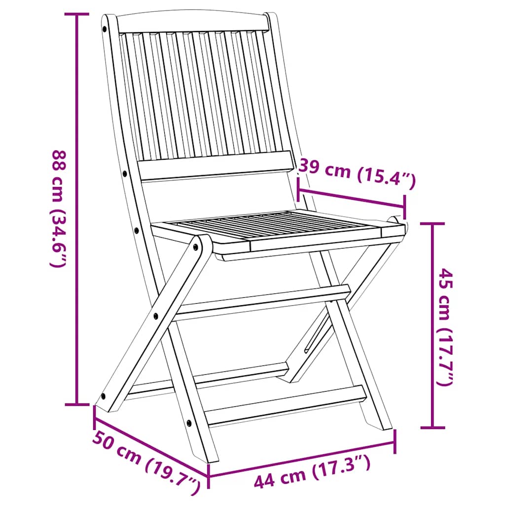 Gartenstühle 6 Stk. Klappbar 44x50x88 cm Massivholz Akazie