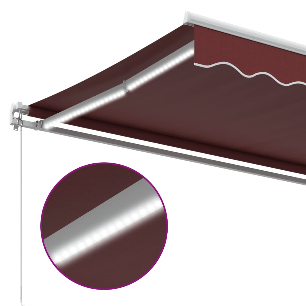 Markise Manuell mit LED Weinrot 350x250 cm
