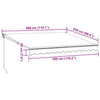 Markise Einziehbar Anthrazit und Weiß 3x2,5 m Stoff & Aluminium