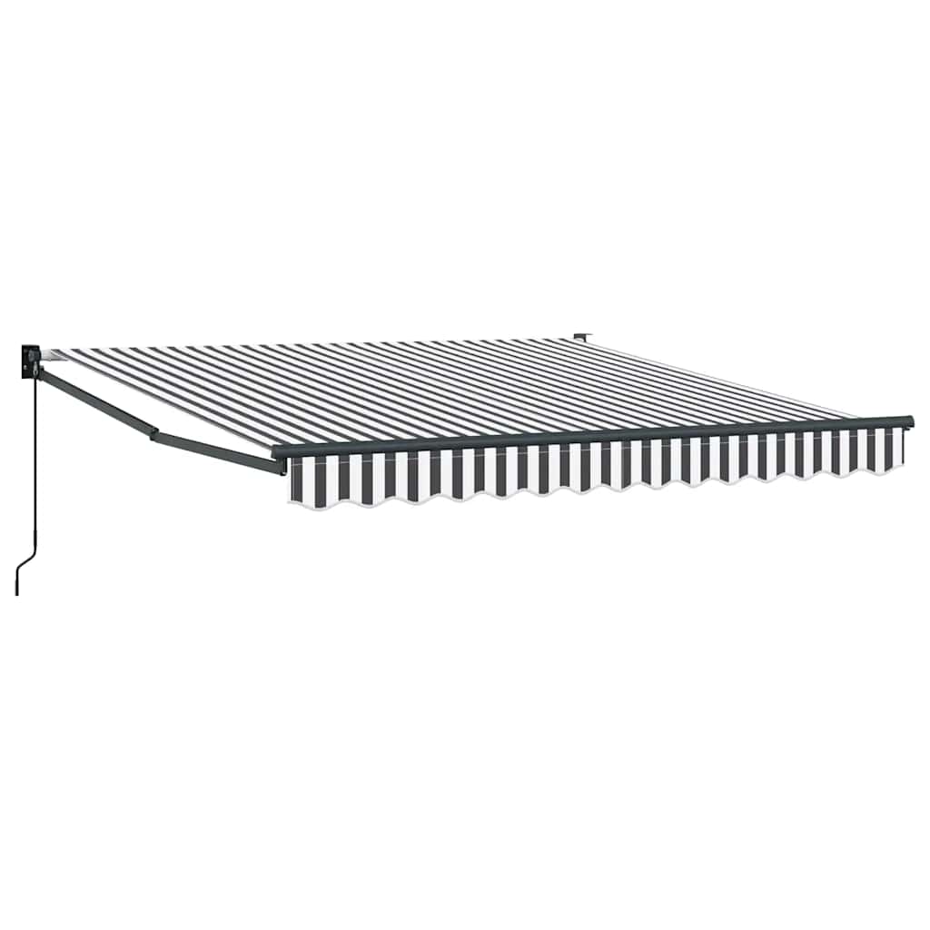 Markise Einziehbar Anthrazit und Weiß 3x2,5 m Stoff & Aluminium