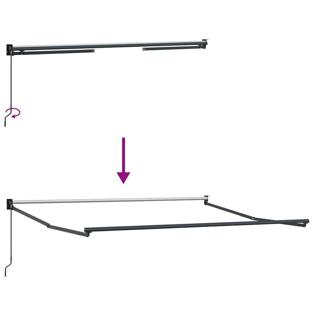 Markise Einziehbar Anthrazit und Weiß 3x2,5 m Stoff & Aluminium