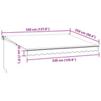 Markise Einziehbar Anthrazit & Weiß 3,5x2,5 m Stoff & Aluminium