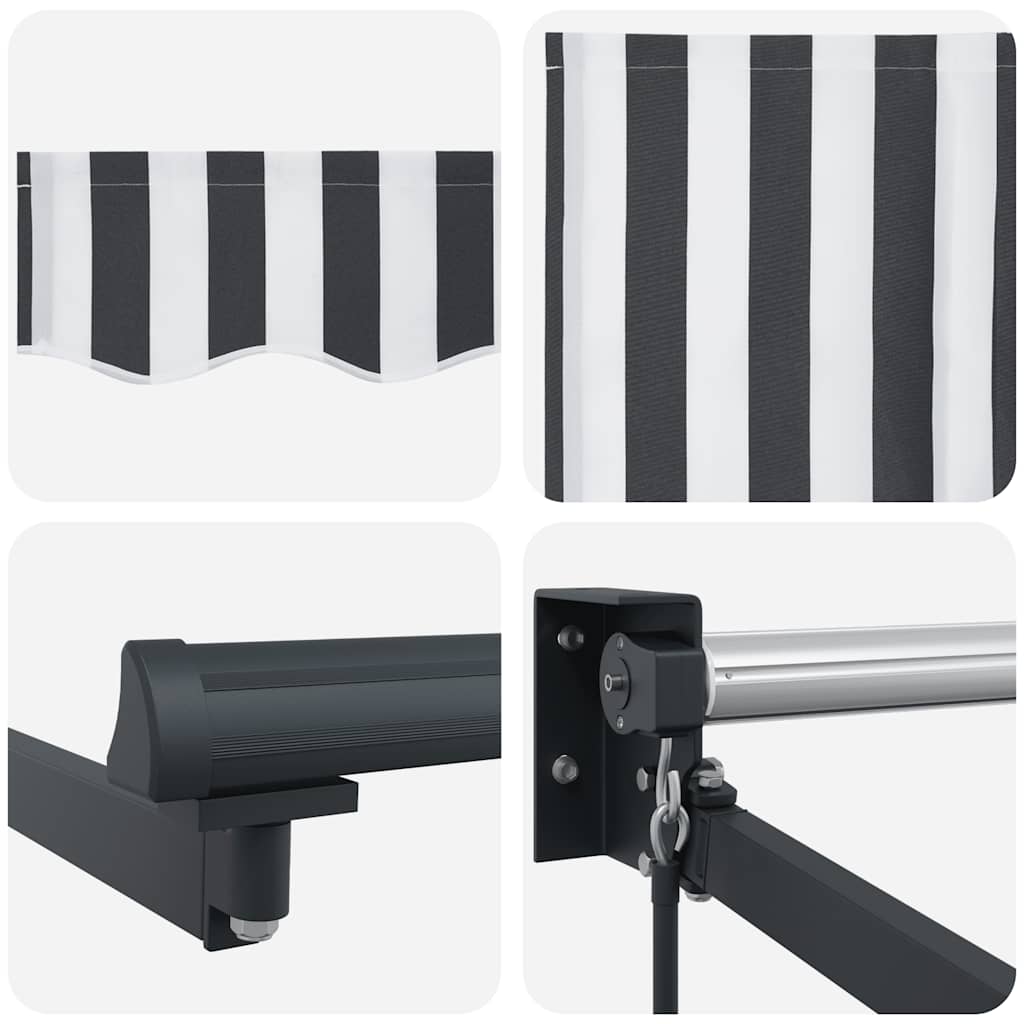 Markise Einziehbar Anthrazit und Weiß 4,5x3 m Stoff & Aluminium