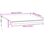Markise Einziehbar Anthrazit & Weiß 3,5x2,5 m Stoff & Aluminium