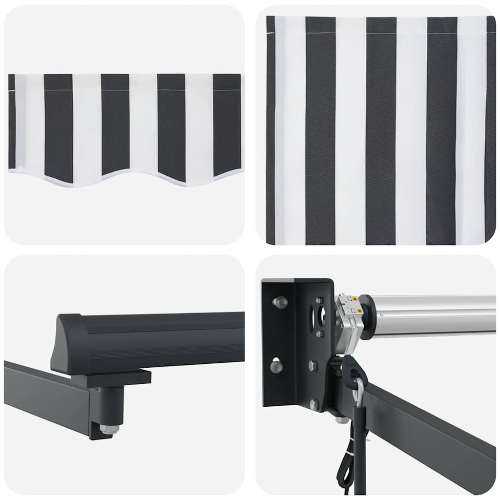 Markise Einziehbar Anthrazit und Weiß 3x2,5 m Stoff & Aluminium