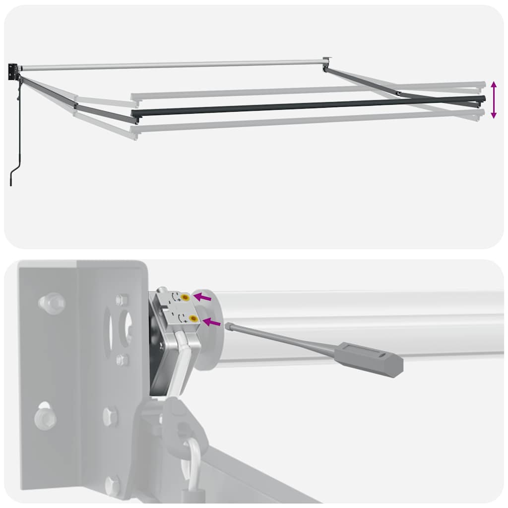 Markise Einziehbar Anthrazit und Weiß 4x3 m Stoff und Aluminium